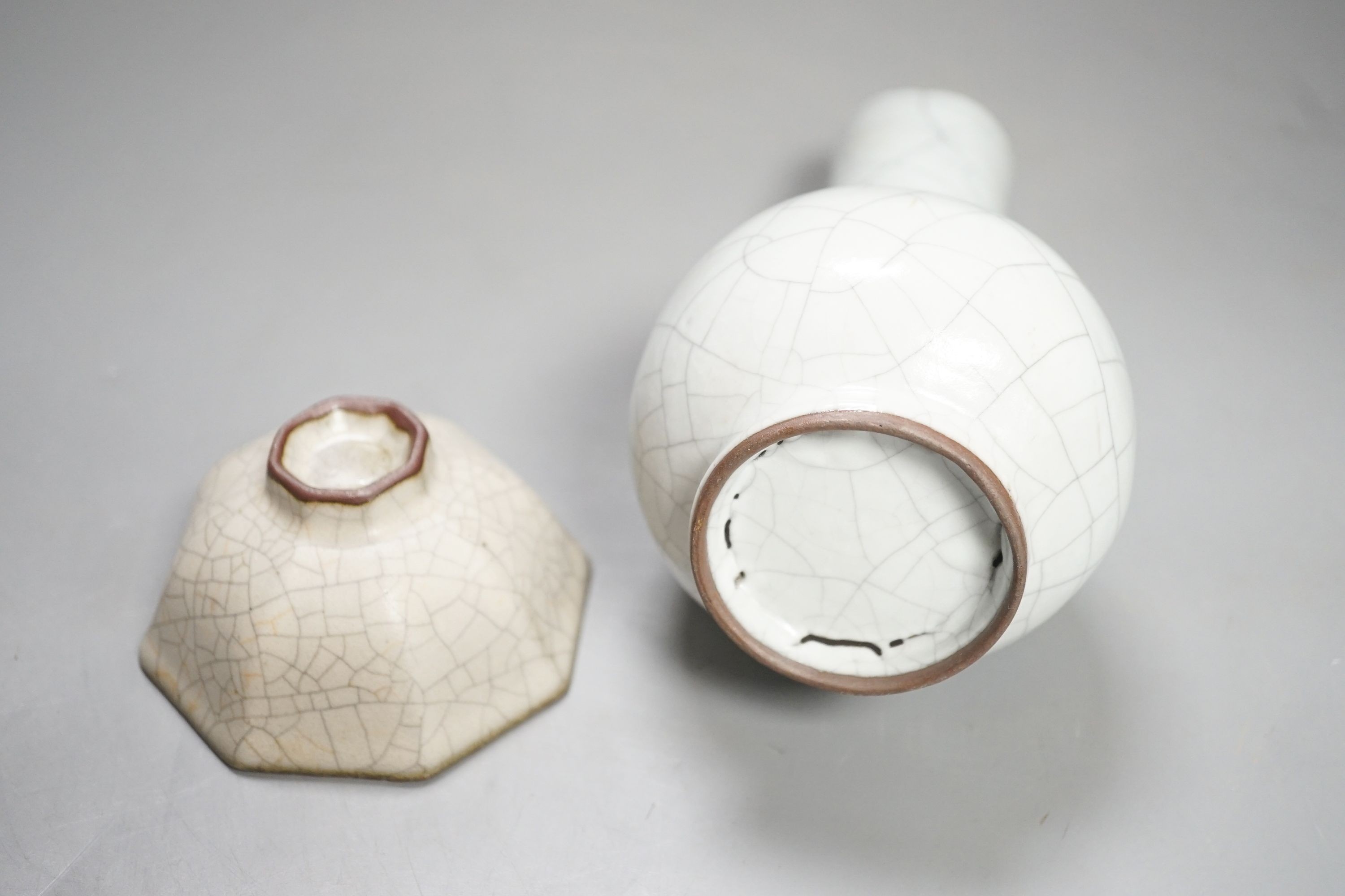 A Chinese crackleglaze vase and a similar cup 17cm
